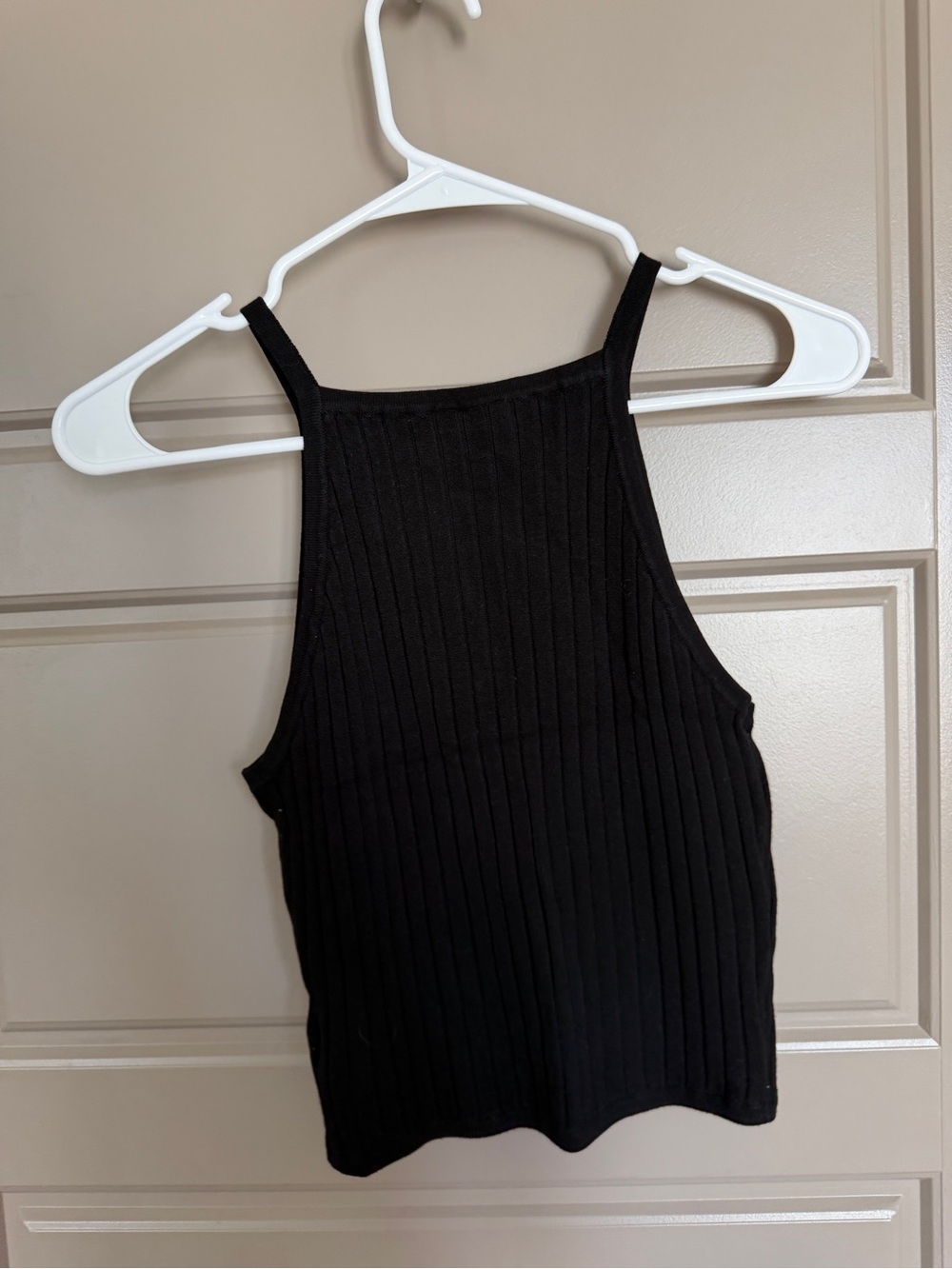 Divided Black Ribbed High Neck Tank - Picture 3 of 3